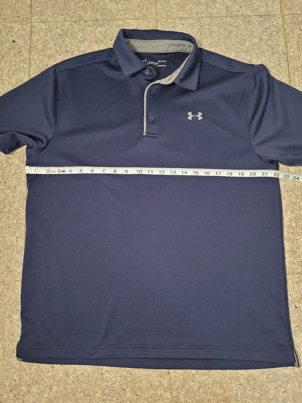 Under Armour Navy Polo with Gray Trim Size Large - Picture 4 of 4